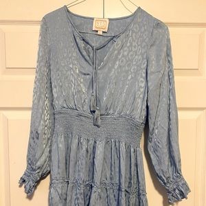 SAIL TO SABLE-LEOPARD LONG SLEEVE TASSEL DRESS